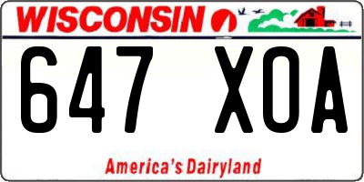WI license plate 647XOA