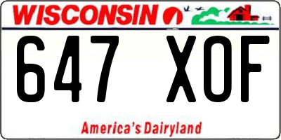 WI license plate 647XOF