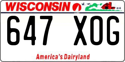 WI license plate 647XOG