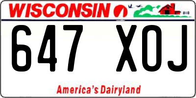 WI license plate 647XOJ