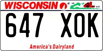 WI license plate 647XOK