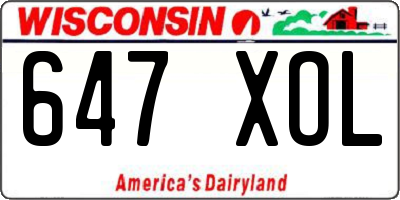 WI license plate 647XOL