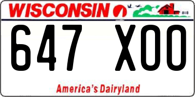 WI license plate 647XOO