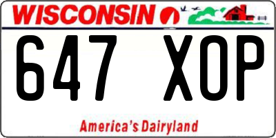 WI license plate 647XOP