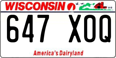 WI license plate 647XOQ
