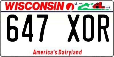 WI license plate 647XOR