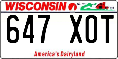 WI license plate 647XOT