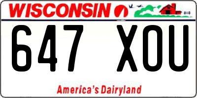 WI license plate 647XOU