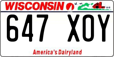 WI license plate 647XOY