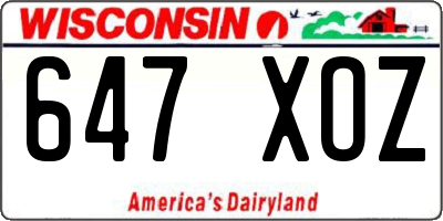 WI license plate 647XOZ