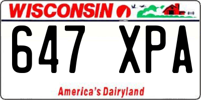 WI license plate 647XPA