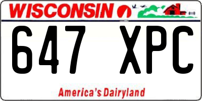 WI license plate 647XPC
