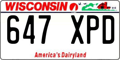 WI license plate 647XPD