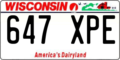 WI license plate 647XPE