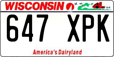 WI license plate 647XPK