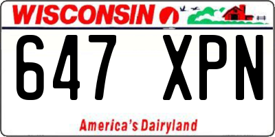 WI license plate 647XPN