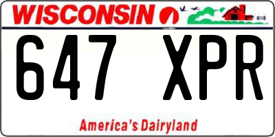 WI license plate 647XPR