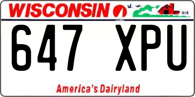 WI license plate 647XPU