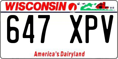WI license plate 647XPV