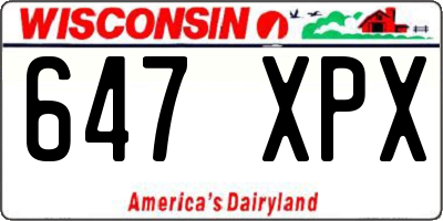 WI license plate 647XPX