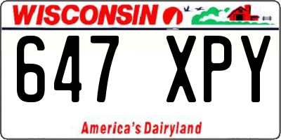 WI license plate 647XPY