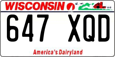 WI license plate 647XQD