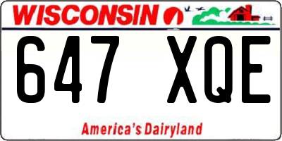 WI license plate 647XQE