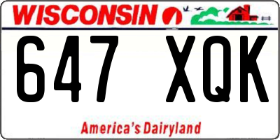 WI license plate 647XQK