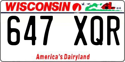 WI license plate 647XQR