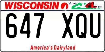 WI license plate 647XQU