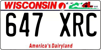 WI license plate 647XRC