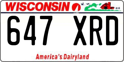 WI license plate 647XRD