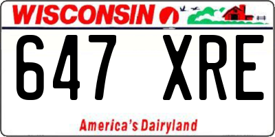 WI license plate 647XRE
