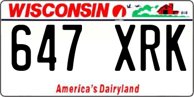 WI license plate 647XRK