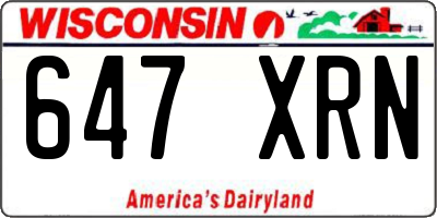 WI license plate 647XRN