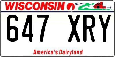 WI license plate 647XRY