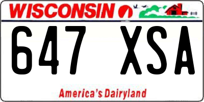 WI license plate 647XSA