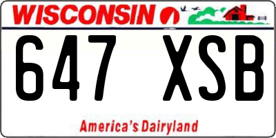 WI license plate 647XSB
