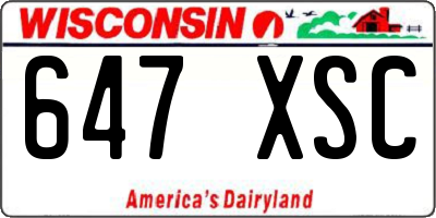WI license plate 647XSC