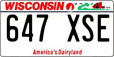 WI license plate 647XSE