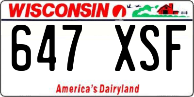 WI license plate 647XSF