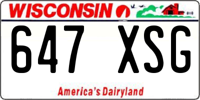 WI license plate 647XSG