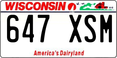 WI license plate 647XSM
