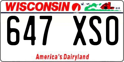 WI license plate 647XSO