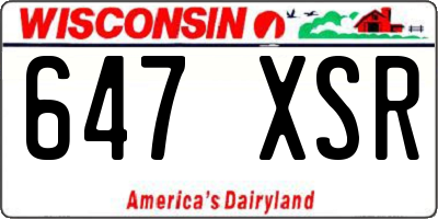 WI license plate 647XSR