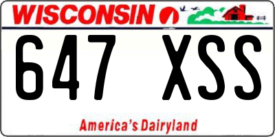 WI license plate 647XSS