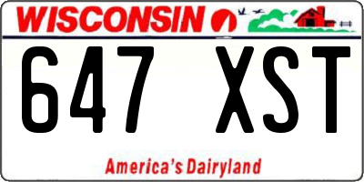 WI license plate 647XST