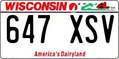 WI license plate 647XSV