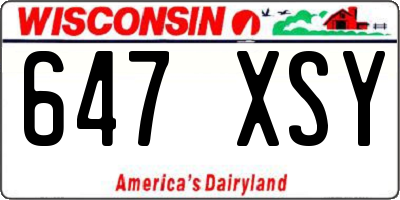 WI license plate 647XSY