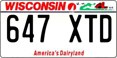 WI license plate 647XTD